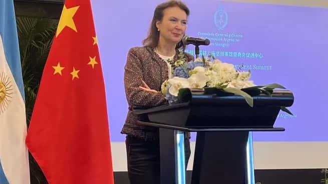 Diana Mondino durante su gira por China
