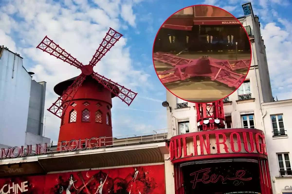 Cayeron las aspas del Moulin Rouge en París