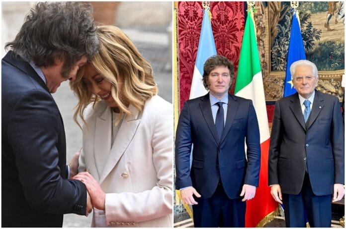 El presidente, Javier Milei, se reunió este lunes en Roma con su par italiano Sergio Mattarella y con la premier, Giorgia Meloni.
