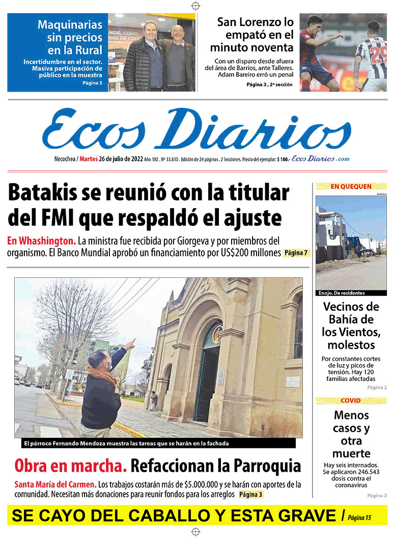 Tapa del 26 de julio de 2022