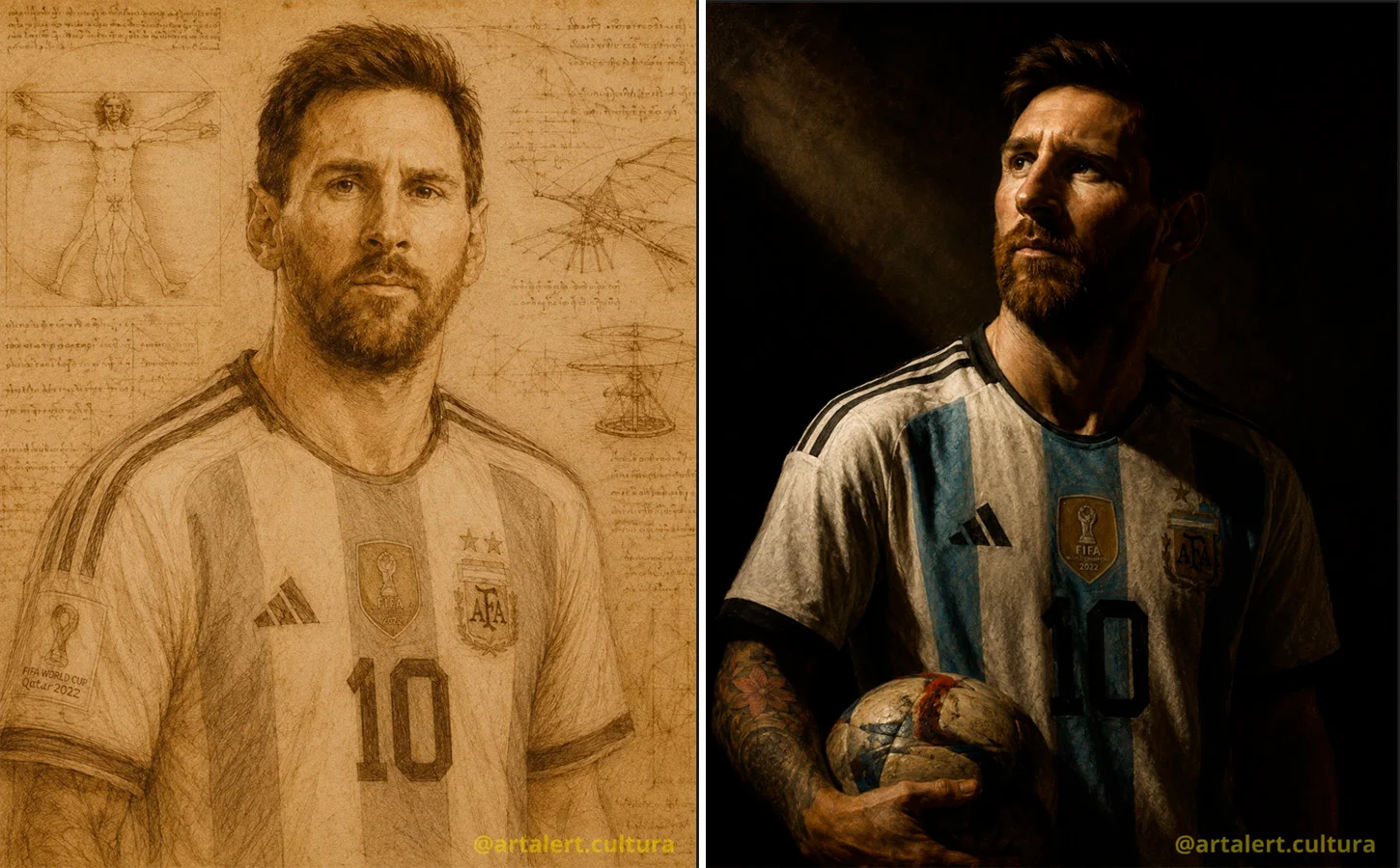 Messi por Leonardo da Vinci │ Messi por Caravaggio