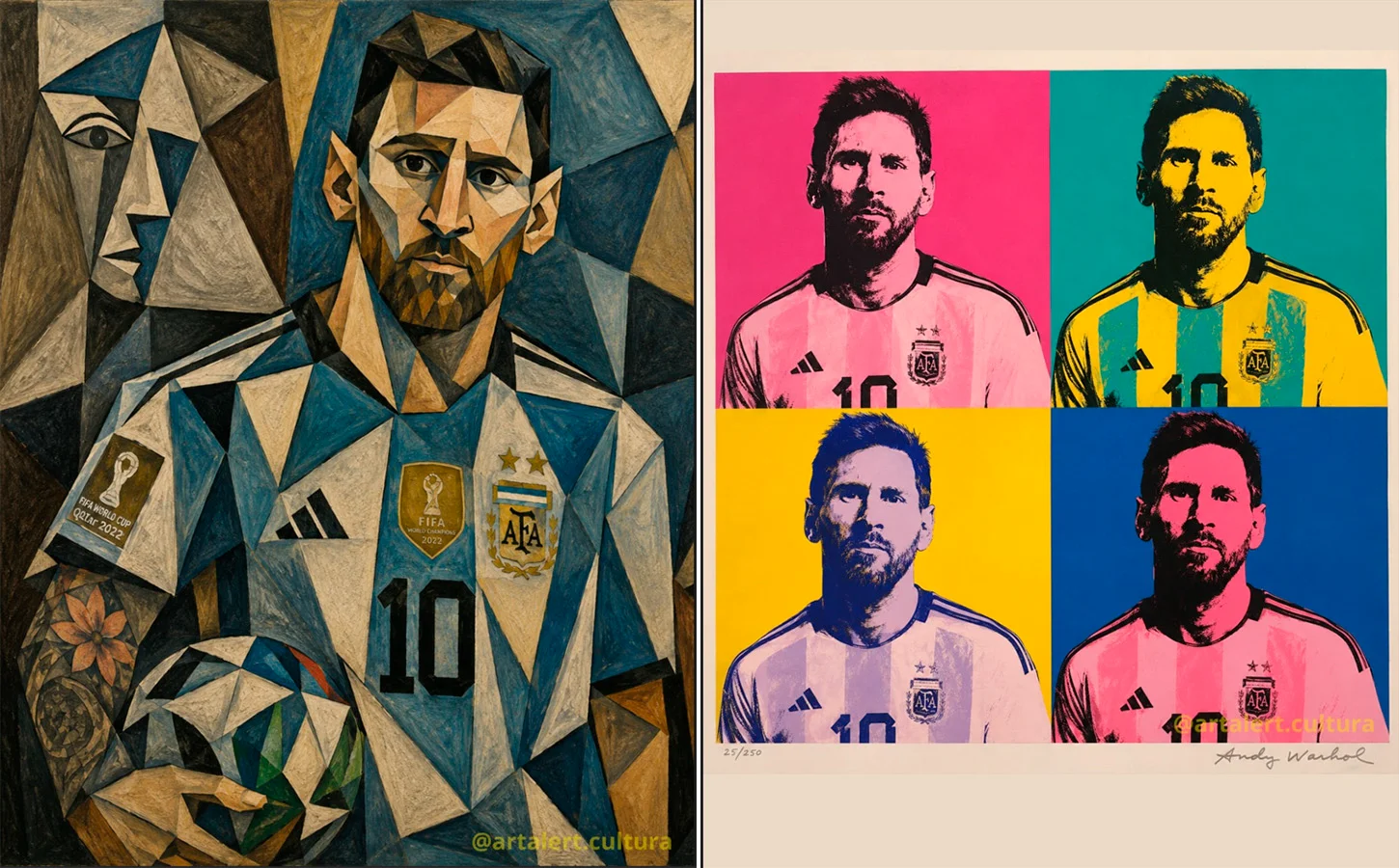 Messi por Pablo Picasso │ Messi por Andy Warhol